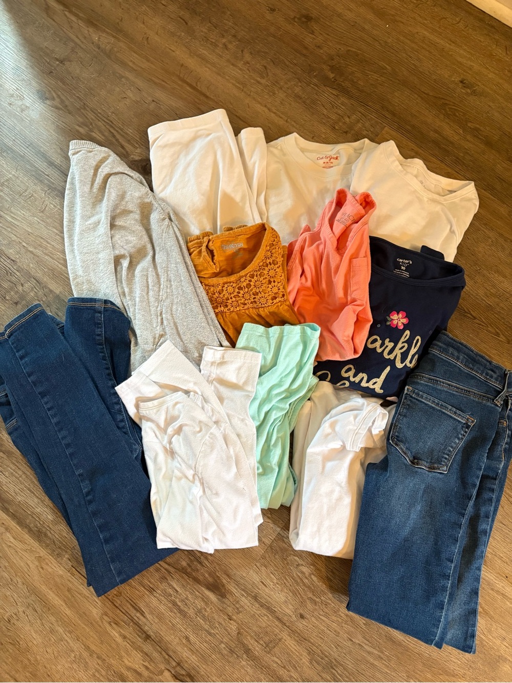 Kids Tee, Top, and bottom mix in White, Navy, Coral, Mint & Mustard